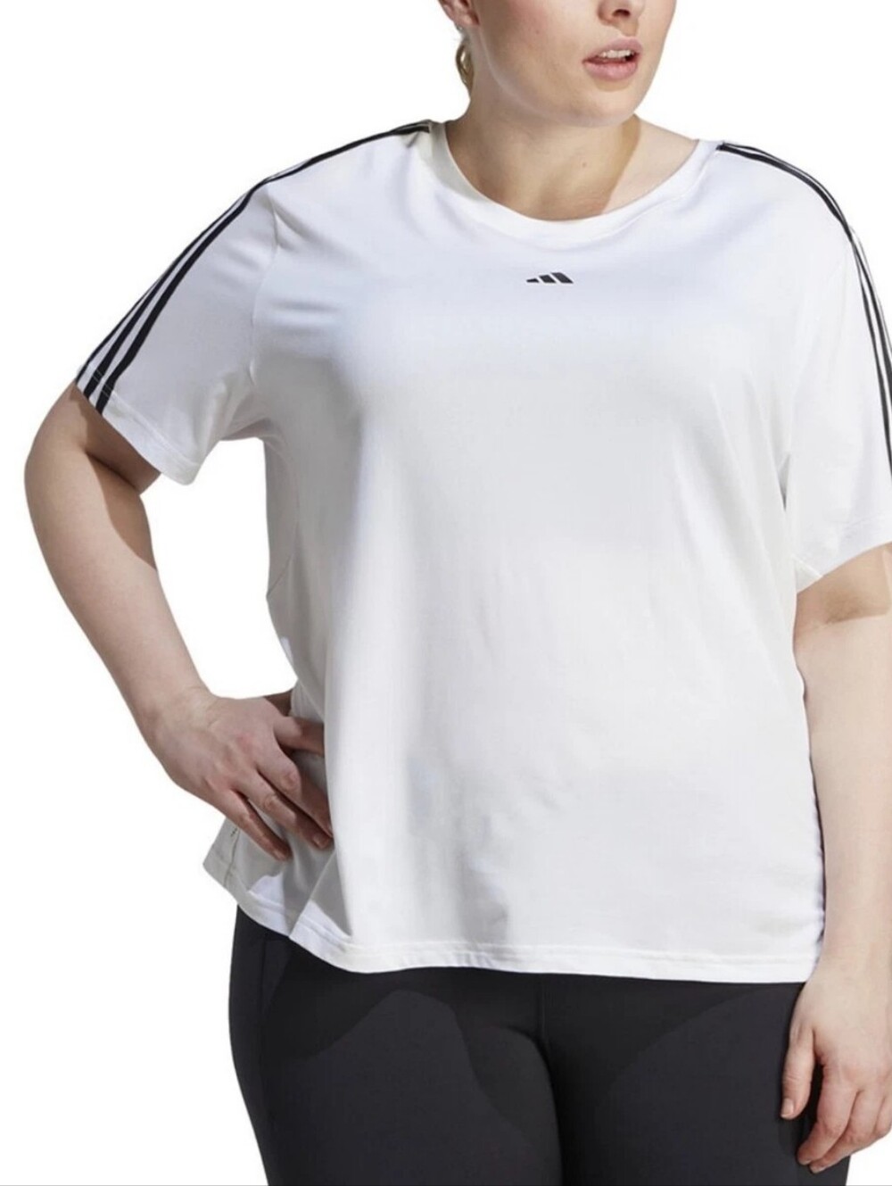 Adidas Plus Size Aeroready Train Essentials 3-Stripes T-Shirt - White 2X
